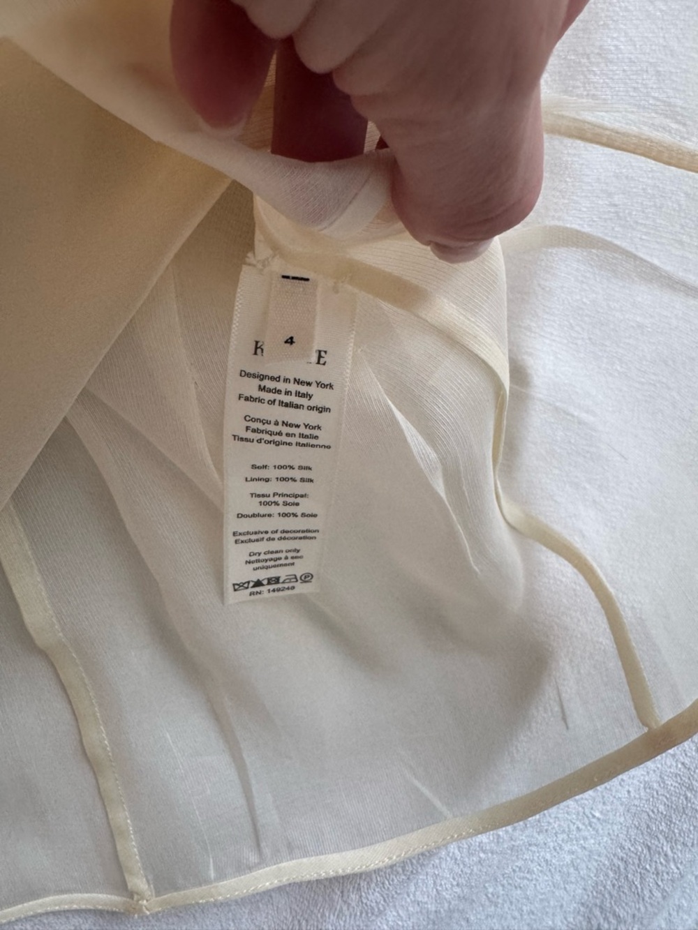 KHAITE Sheer Cream Sleeveless Silk Blouse - Picture 7 of 8